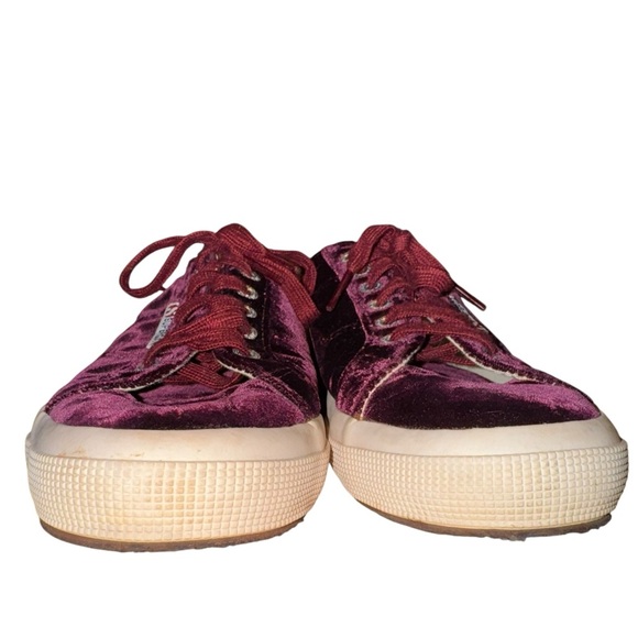 SUPERGA 2750 Velvet Sneakers in Bordeaux Shoes Size 9 - Picture 5 of 16